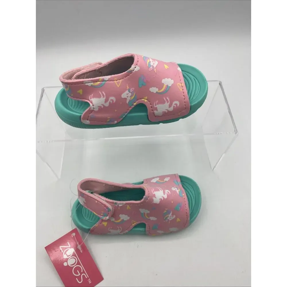 Zoogs Toddler Girls Water Sandals Size 6 Pink Teal Unicorn Beach Pool Summer NWT